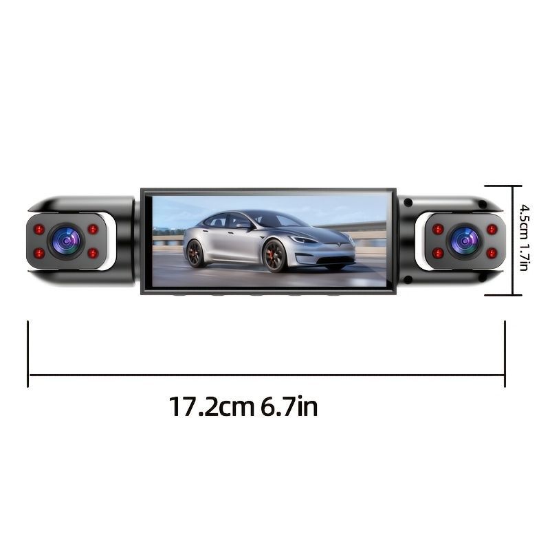 4-Camera Dash Cam 1080P Full-HD Dash Cam Car Dash Cam With 64GB Memory Card - Black - Size 01