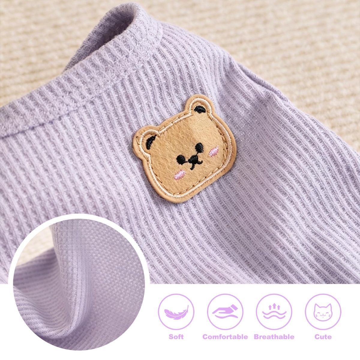 3PCS Waffle Knit Pet Shirt Sphynx Cat Clothing Small Dog T-Shirt Pet Fashion - Green&Pink&Yellow / L(7.6-12lb)