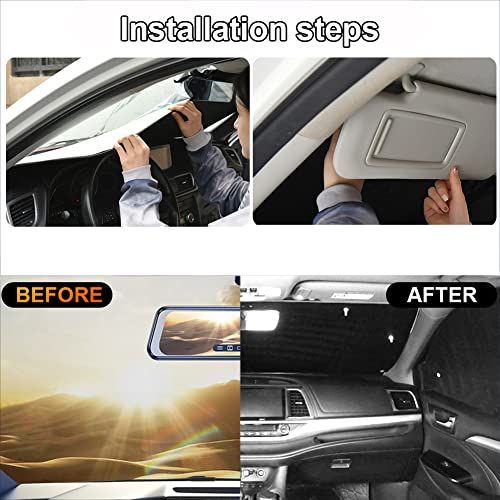 150x70cm Car Windscreen Sun Shade Front Windshield Sunshade Foldable Cover Visor Sunshades Reflective UV Dust Protector Automotive Ray Protection Block Parasol Keep Vehicle Cool Fit Various Sizes