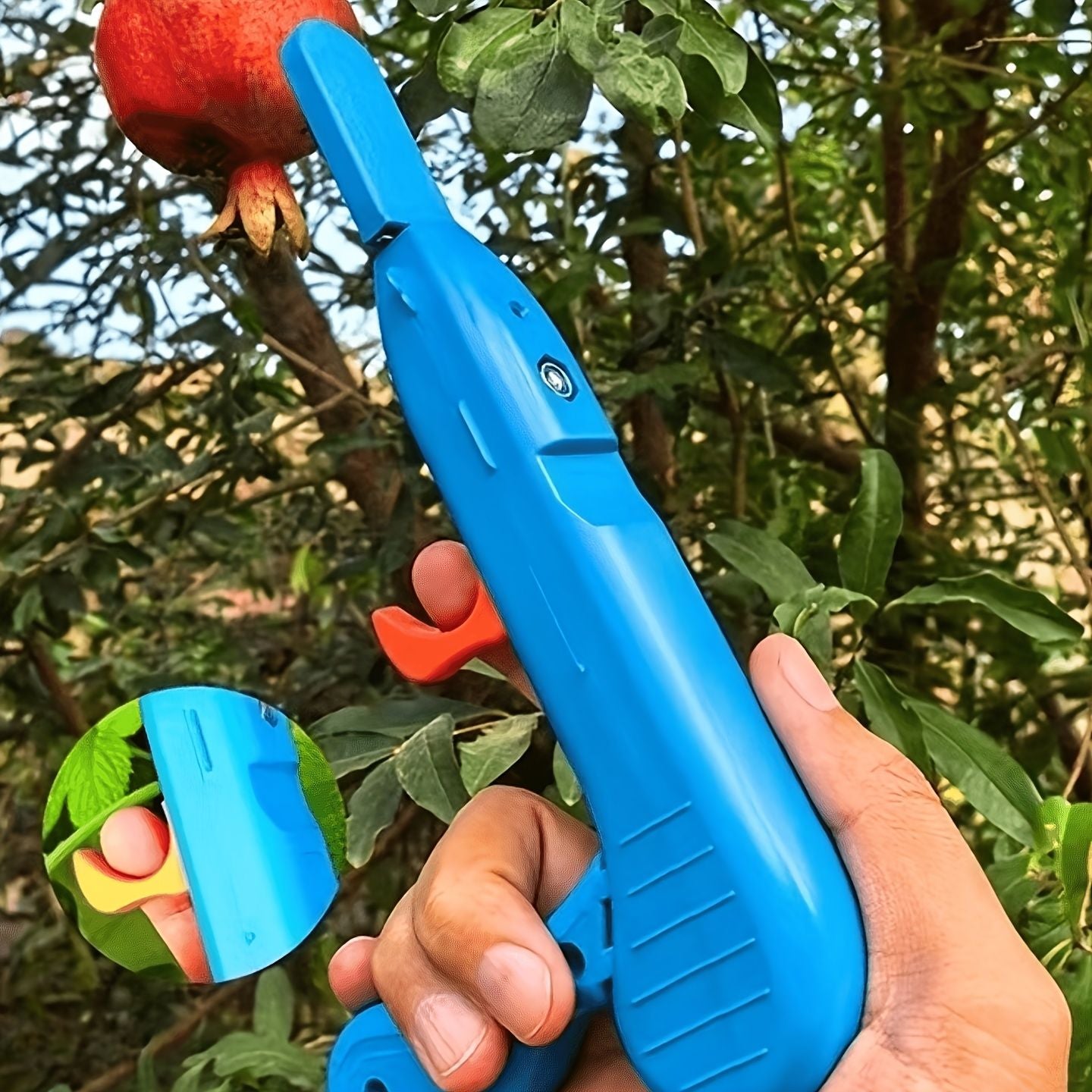 2-Piece Fruit Picking Tool Set for Home Gardens & Small-Scale Farms-Blue+Orange