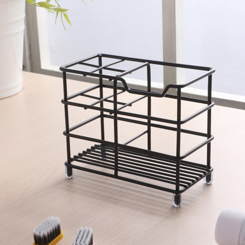 Four-section Toothpaste and Toothbrush Holder-Black