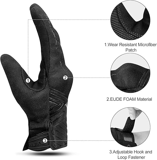 Breathable Mesh Motorcycle Gloves Touchscreen with TPR Palm Pad Hard Knuckle-Black-XXLarge