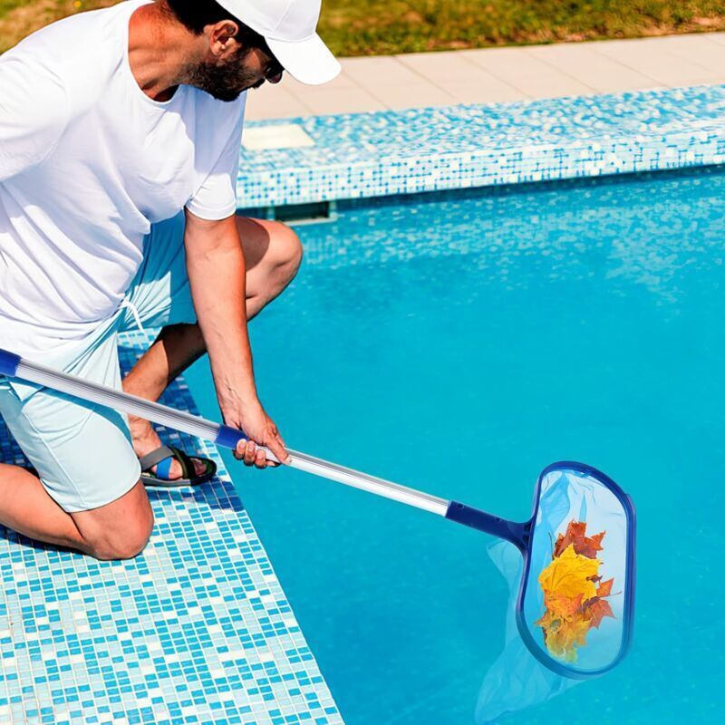 Pool Skimmer with Fine Mesh Net and Telescopic Handle for Easy Cleaning