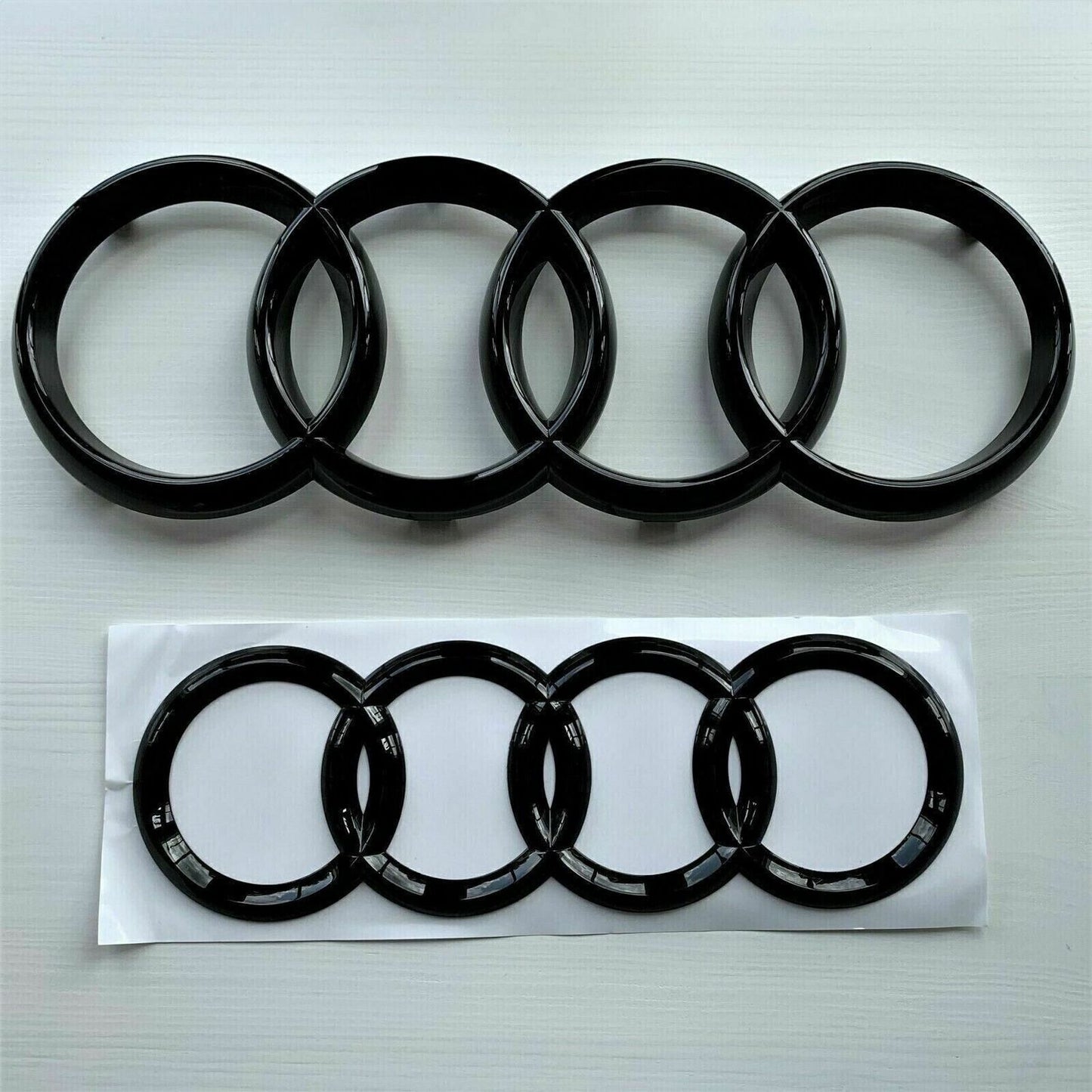 Replacement Audi A1 A3 A4 A5 Front & Rear Black Emblem Rings Set — 273mm & 192mm