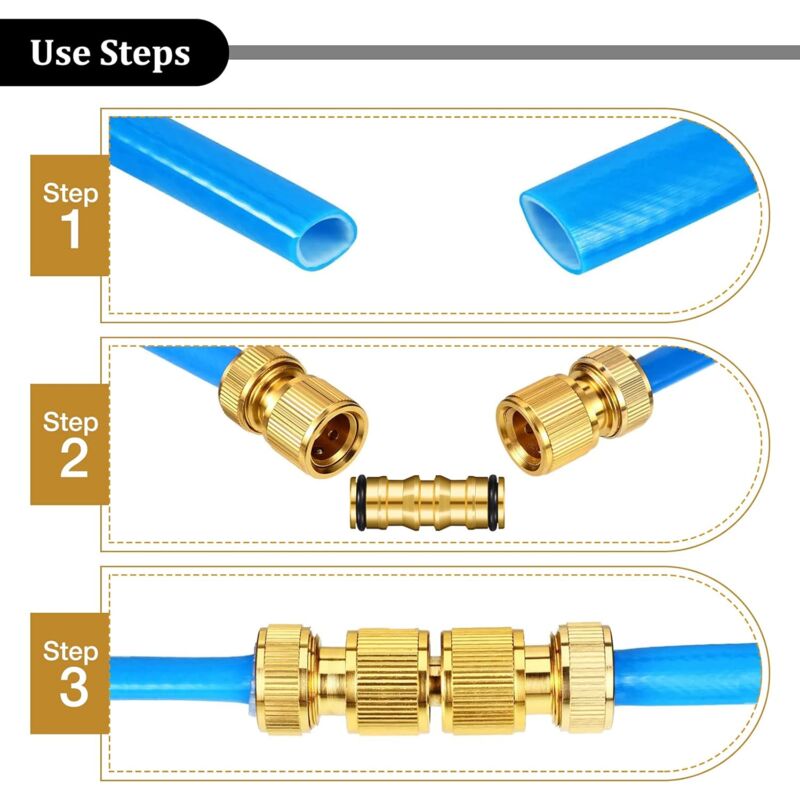 Brass Garden Hose Connectors Double Male 4 Set Compatible with Garden Hose Faucet
