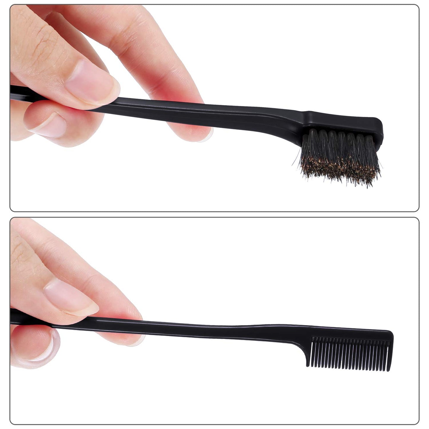 10 Pcs Edge Brush 2-in-1 Double Sided Hair Edges Brushes and Combs Combo Pack, Smooth Grooming and Edge Control (Rose and Black) Rose and Black