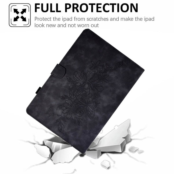 Compatible with Samsung Galaxy Tab A 10.1 2016 T580 T585 Shockproof Case Black Pu Leather Butterfly Floral Pattern Samsung