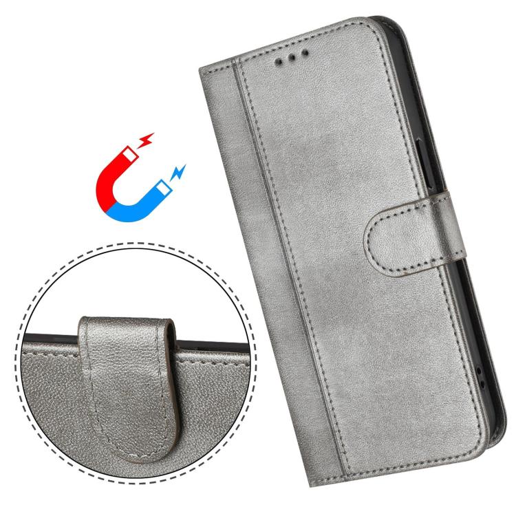 Compatible with Samsung Galaxy A17 5G Case in Grey Retro Leather with Stitching