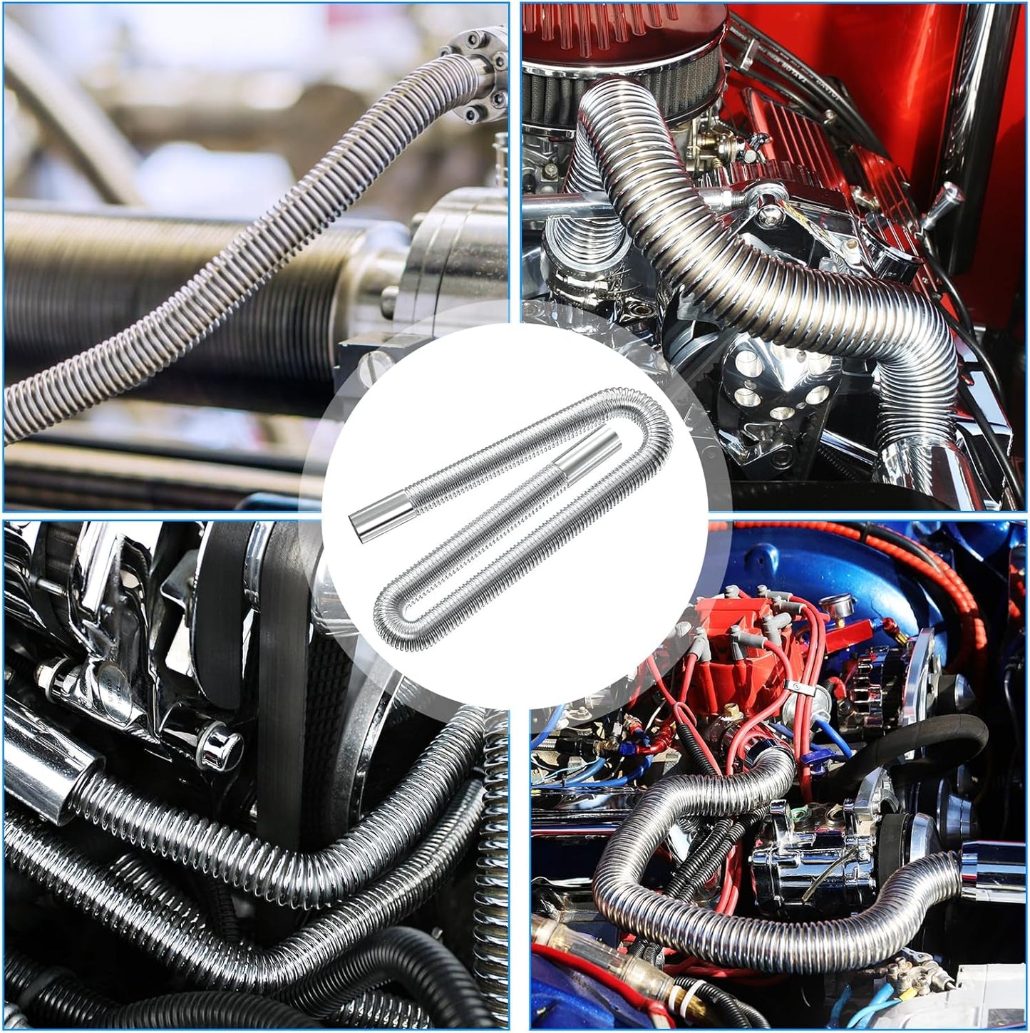 Stainless Steel Air Heater Hose 300cm Ø 2.5cm Exhaust Pipe with 2 Clamps for Parking Heater