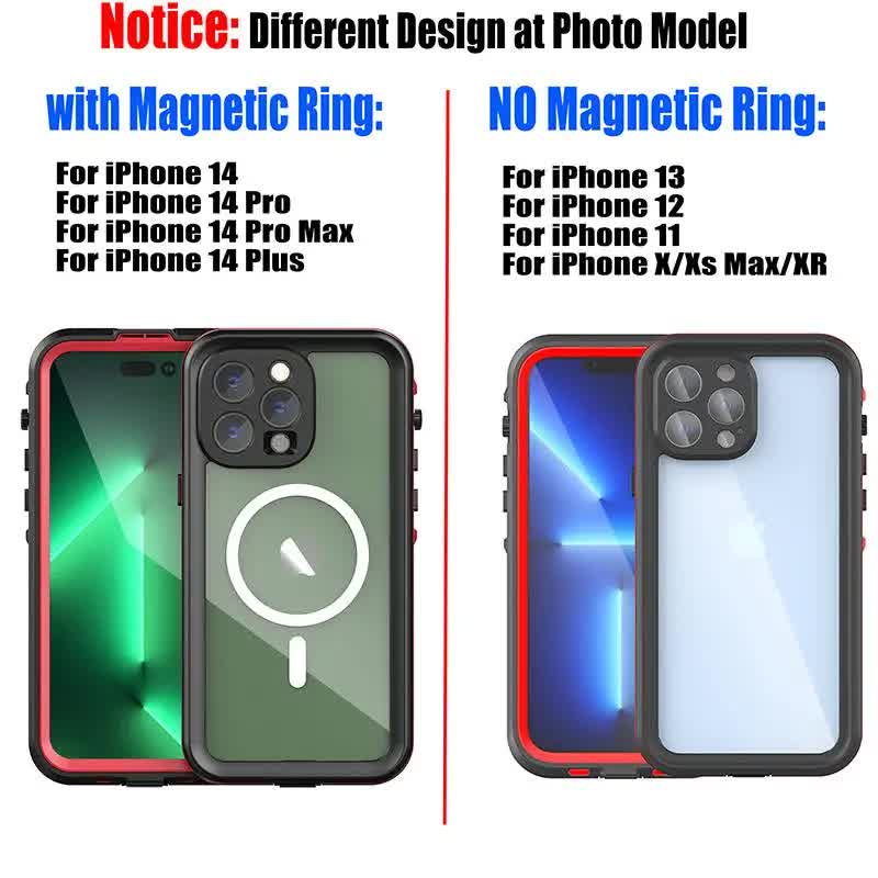 IP68 Waterproof Case for iPhone 15 14 13 12 11 Pro Max XS Max XR 7 8 RedPepper Transparent Protection Diving Underwater Swimming Outdoor Sports Grass Blue Grass Blue i-Phone 13