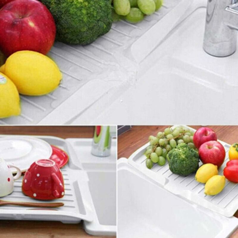 Premium Dish Drainer Plastic Dish Drainer Mat Dish Drainer Dish Rack Sink Side Drainer Sloped Draining Tray For Pots,