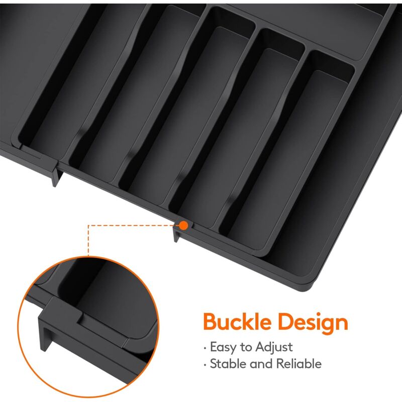 Cutlery Tray, Expandable Utensil Tray For Drawer, Adjustable Drawer Organizer For Kitchen, Compact Plastic Storage For