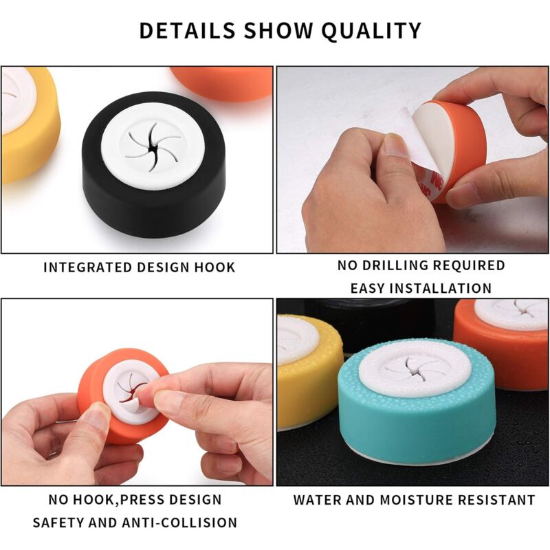 4 pcs Dishcloth Holders, Self Adhesive Bathroom Dishcloth Hooks, ROund Suction Cup Wall Hooks For Bathroom, Kitchen,