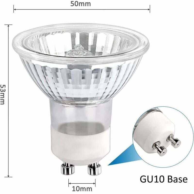 Halogen Bulb Gu10 35W 230V, 380Lm Warm White 2700K, Dimmable Halogen Spot Bulb, For Cabinet Light, Display Lights, Pack