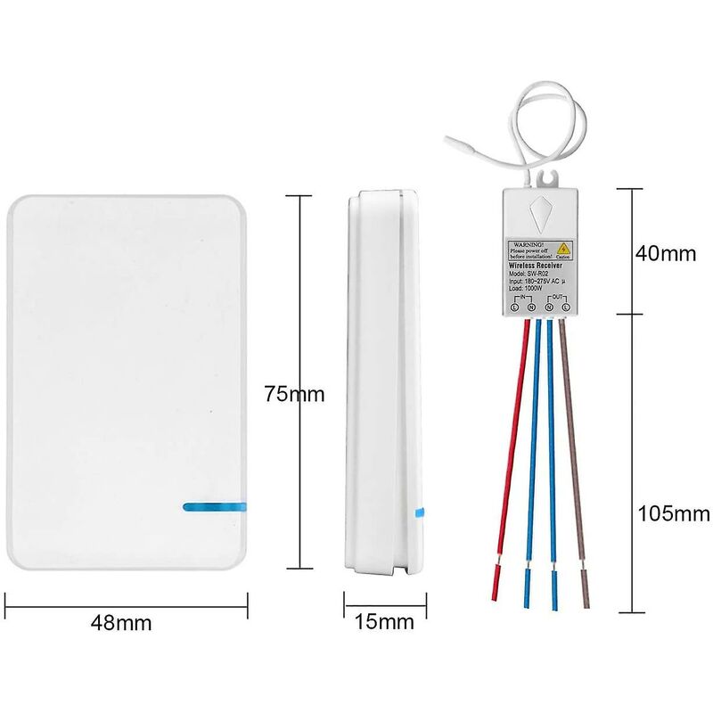 Mini Wireless Switch With Mini Receiver - Wireless Switch - Outdoor - 400M - 40M - 433Mhz Rf Remote Control - Ip54 LED