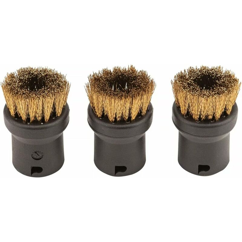 ROund Steam Cleaner Brush Set With Brass Bristles, Black, 4.0Cm X 2.5Cm