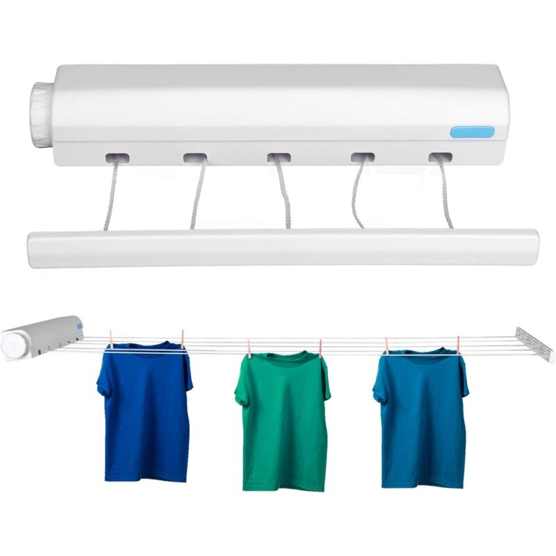 Retractable Clothesline Portable Home Indoor Outdoor Plastic Clothes Drying ROpe Wall Mount Compact Clothes Line