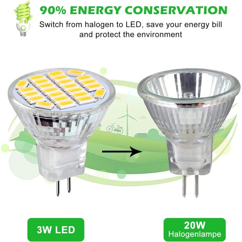Mr11 Gu4 LED 3W Positive White Light 6500K, Non-Dimmable, Gu4 LED Spot Bulbs, 25-35W Halogen Equivalent, 350Lm, Ac/Dc