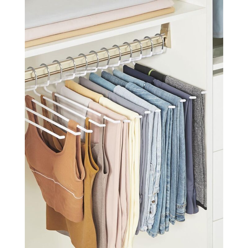 20 Pack Metal Trouser Hangers, Open End Hanger, Non-Slip Coating, Space Saving, 35Cm Length, White