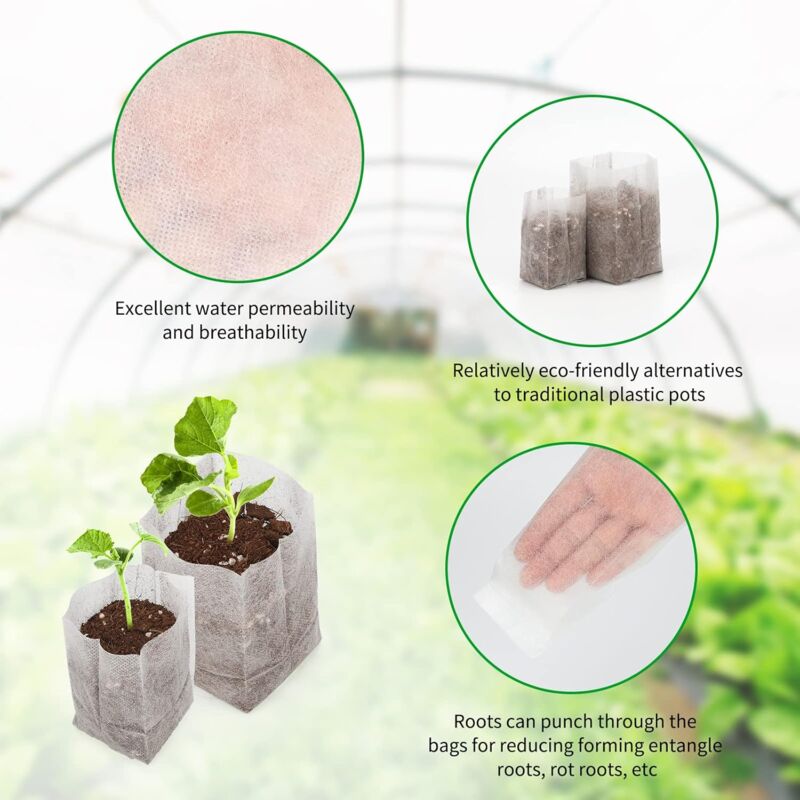 200 pcs Biodegradable Non-Woven Fabric Plant Grow Bags Seedling Grow Bags (14 X 16Cm + 10 X 12Cm)