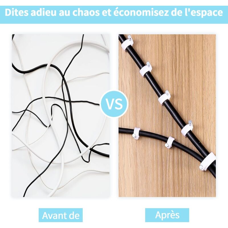 400 pcs Steel Cable Clips Wall Mounted - Various - Strong - Durable - White - ROund - 400 6Mm - Cable Management