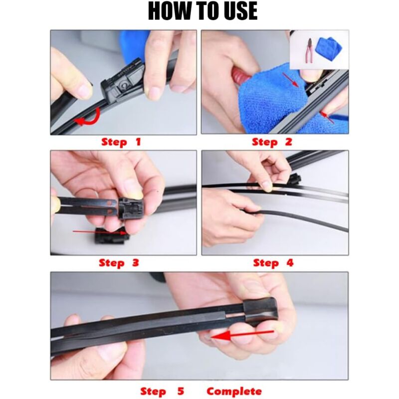 Cuttable Windshield Wiper Blades, Replacement Rubber, Prevents Glass DAmage, 8 Pieces, 700 Mm (Wipers Not Included)