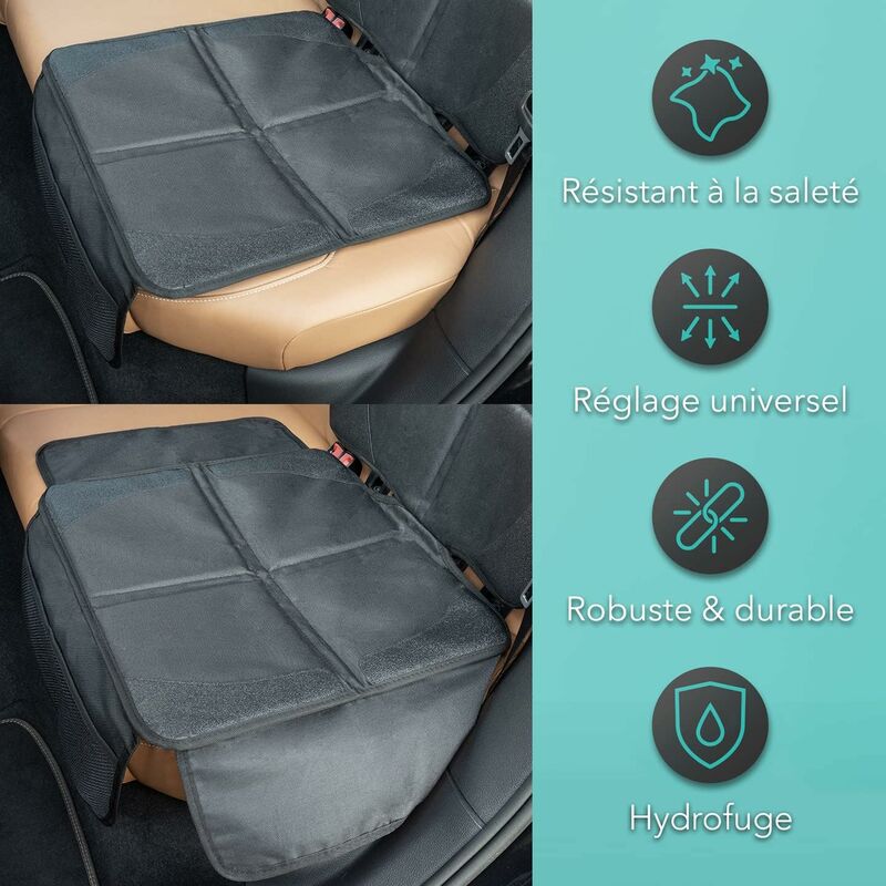 Car Seat Protector - For Car Seat - Premium Rear Seat Protector For Children - Isofix Compatible (Black)
