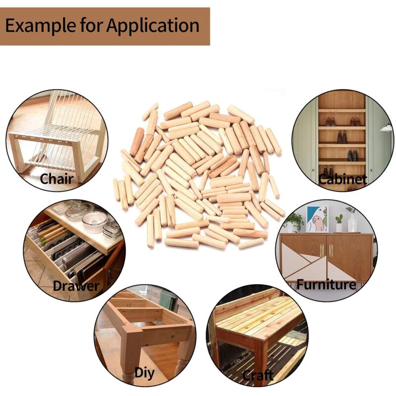 90 Pieces Wood Dowels Assortment, Tapered Grooved Wood Dowels M6 M8 M10 For Milling, Grooving, Crafts, Diy,