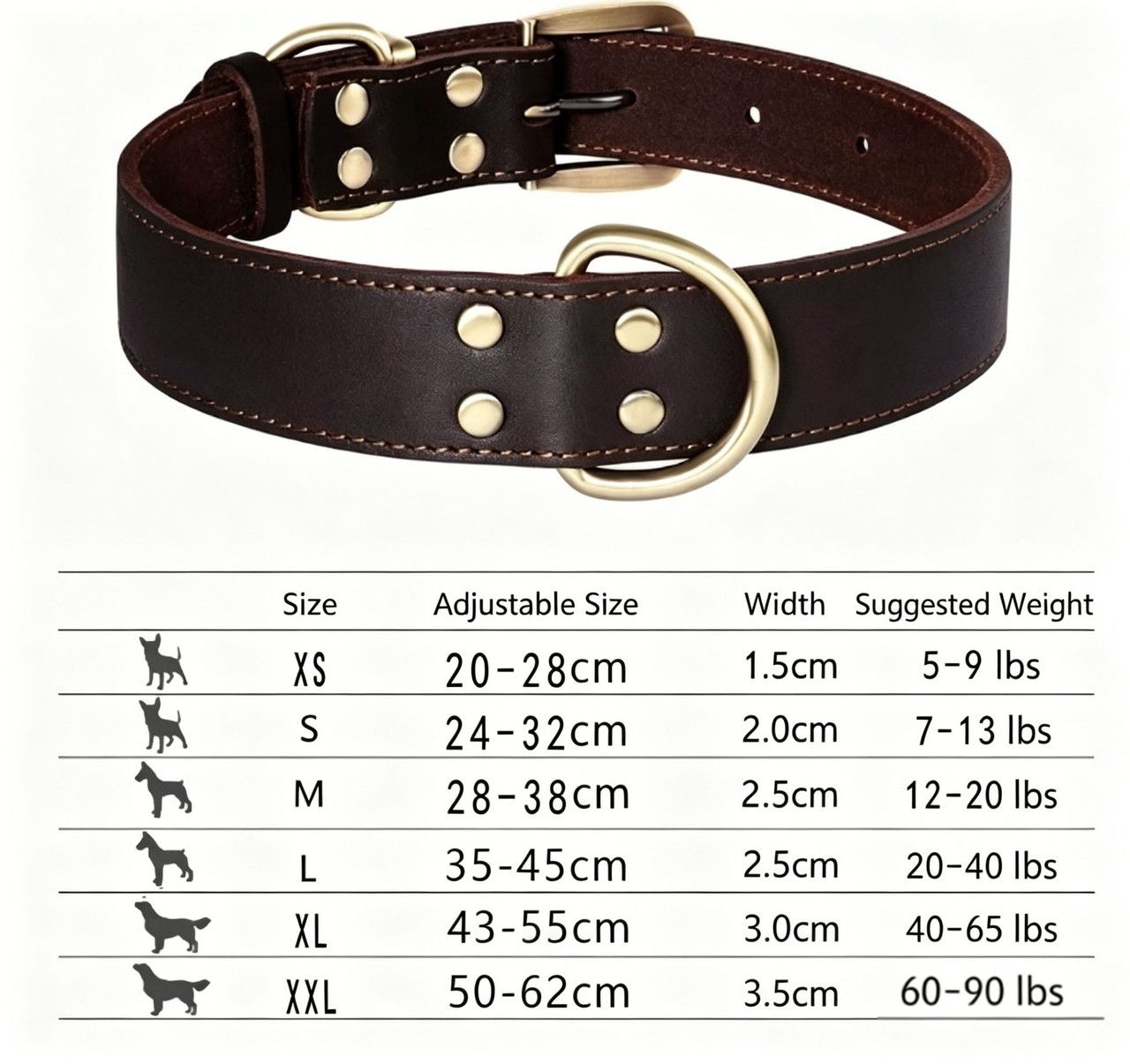 Premium Genuine Leather Dog Collar/Durable Real Leather Adjustable Collars For Male Female (size: XS)