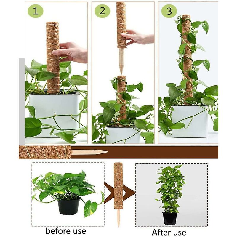 2 pcs Plant Stake, Coco Stake, Coco Pole, Coco Stick For Home Garden Climbing Plants Plant Support Extension