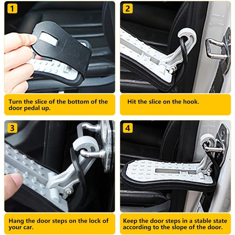 Car Door Pedal, Car Door Pedal Foot Nail U Car Door Latch Hook Pedal, With Auxiliary Pedal With Safety Hammer (16Cm,