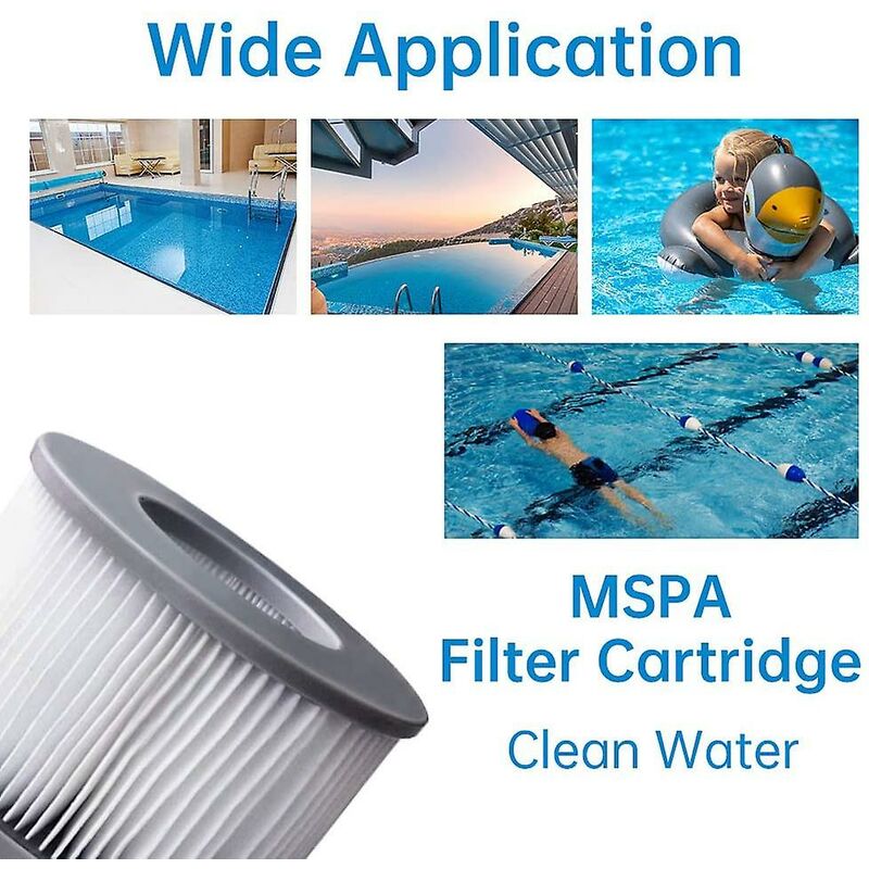 2 Pack Replacement Filters For Mspa - Cartridge Pump For Swimming Pools, Hot Tubs And Spas