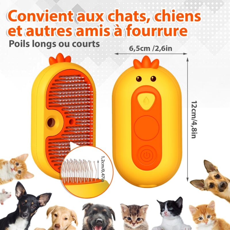 Cat Steam Brush With Release Button, Rechargeable Cat Steam Brush For Long And Short Hair Cats Dogs Rabbits,