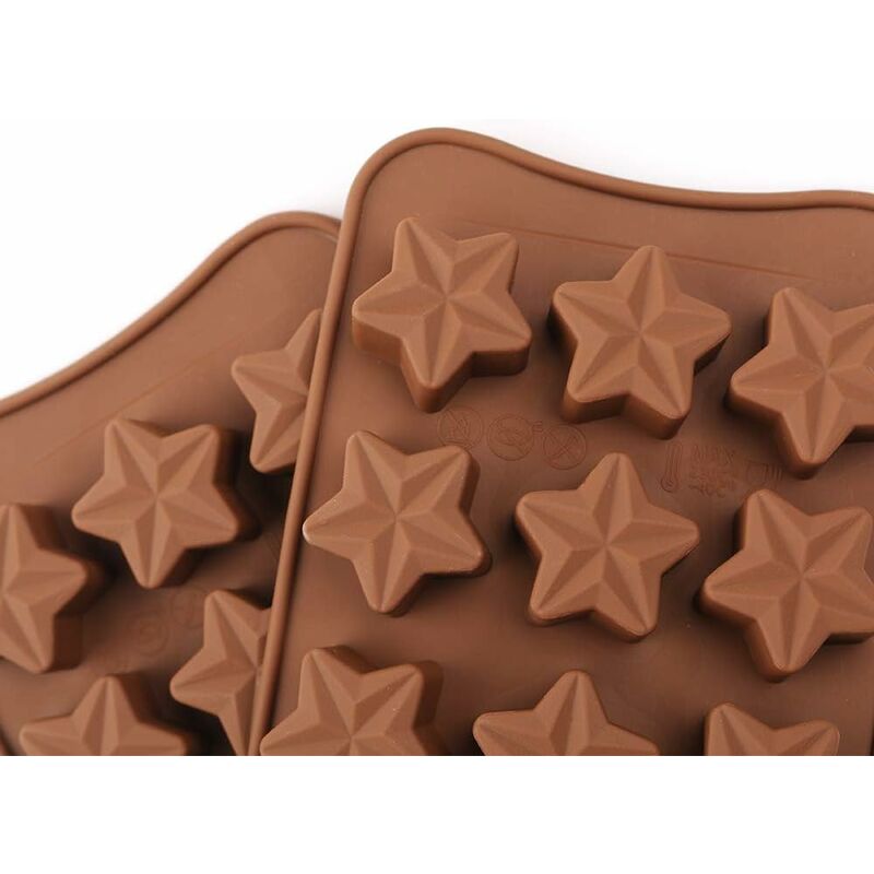 15 Cavity Star Shape Chocolate Mold, Non-Stick Food Grade Silicone Mold Set For Candy Jelly, Ice Cube