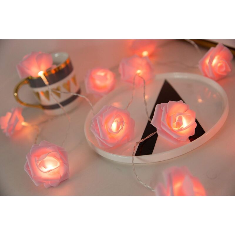 Battery Operated LED String Lights Pink Flowers Pattern Diameter 6Cm, Pe (Polyethylene)., Pink, 3M 20LED