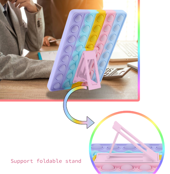 Pop It Fidget Case for Kindle Paperwhite 5 (6.8") - Rainbow Silicone Protective Cover with Stand,Multicolored
