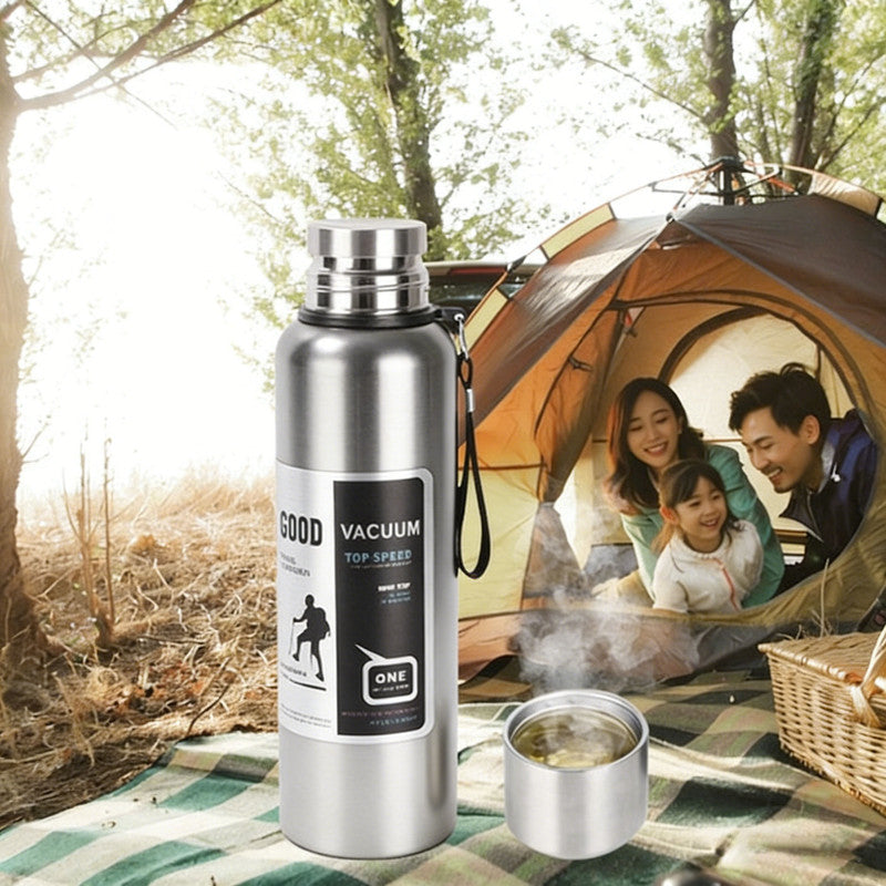 Antibacterial 316 Stainless Steel Vacuum Flask 600ml | Tea Infuser & Insulated Bottle for Hot/Cold Drinks (Bright silver)