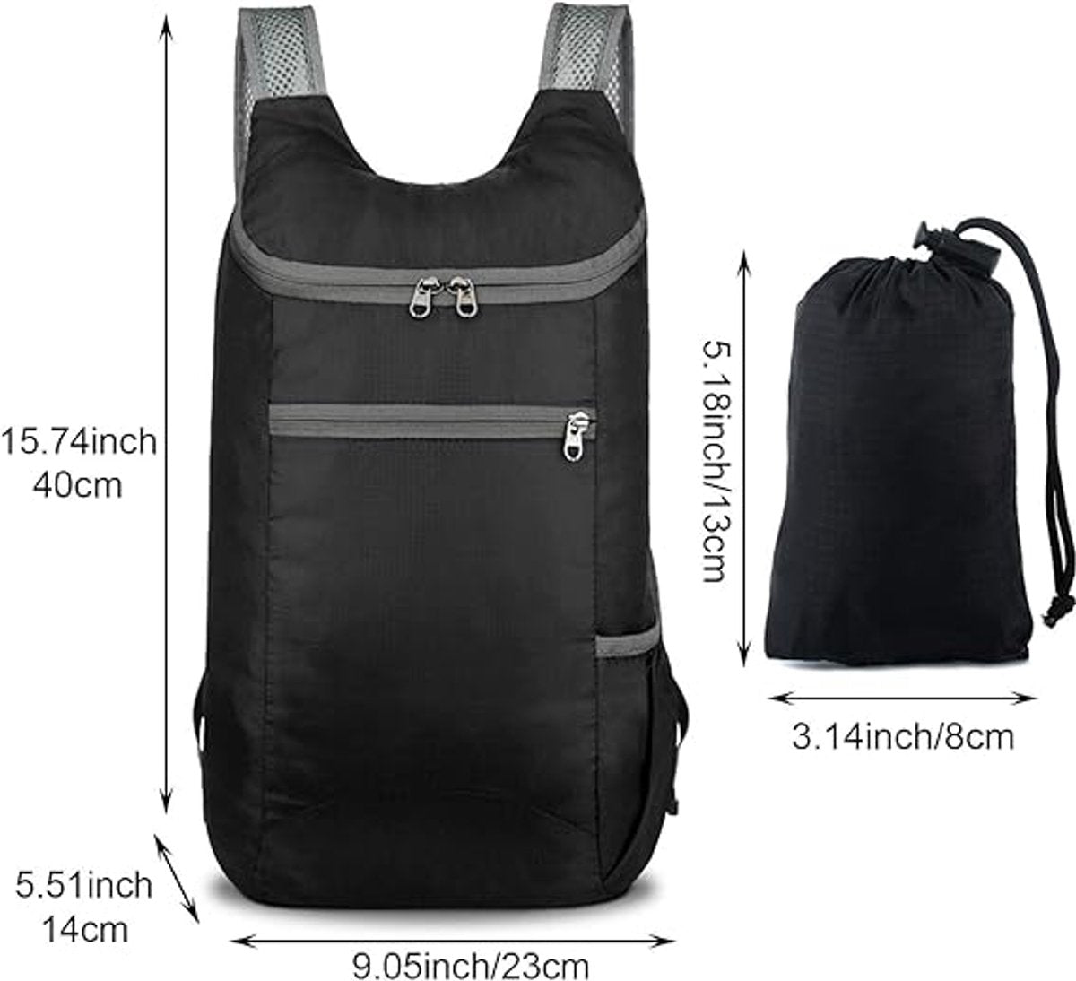 Backpack - Bag - Ultralight foldable backpack - Backpacks - Waterproof canvas, large capacity - Suitable for travel, hiking, camping, cycling, outdoor sports, Unisex, Black, One size