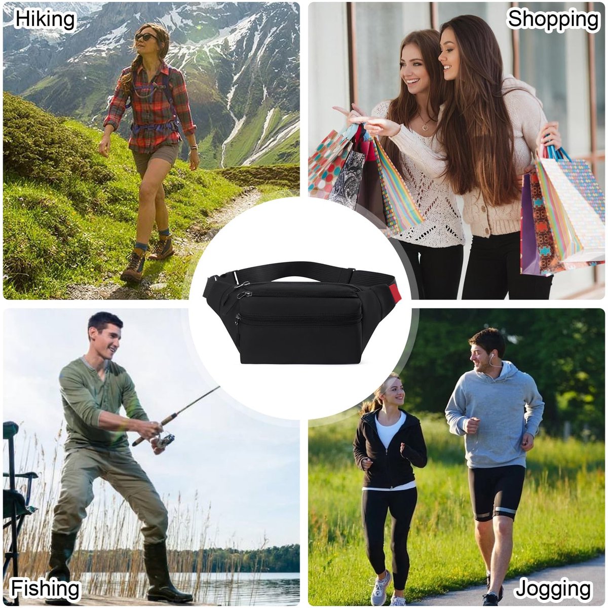 Riem Outdoor Bag - Fanny Pack - Waterproof Fanny Pack - Women's and Men's - Fanny Pack - Phone Bag - Swimming - Festival - Waterproof Fanny Pack - Black