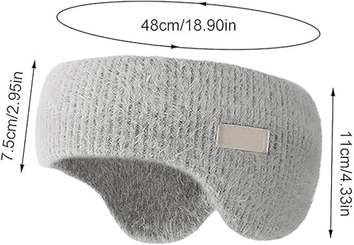 Noise-canceling earmuffs for sleeping - Soundproof earmuffs - Sleep mask - Noise-canceling headband for sleeping - Warm earmuffs for winter - Thick knit earmuffs - Suitable for cycling and sleeping - Wit