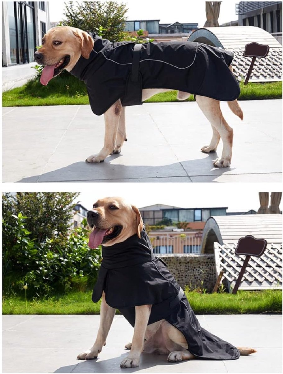 Dog Raincoat - Dog Jacket - Waterproof Winter Dog Coat - Windproof Dog Coat - Winter Dog Coat - Reflective Strip - Black - Size M - Perfect for Small and Medium Dogs