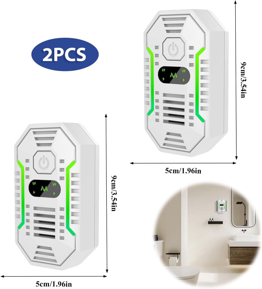 Air purifier - Plug-in negative ion air purifier - Home air purifier - Deodorizer - Ionizer - For pets, bathroom, office, bedroom - Wit