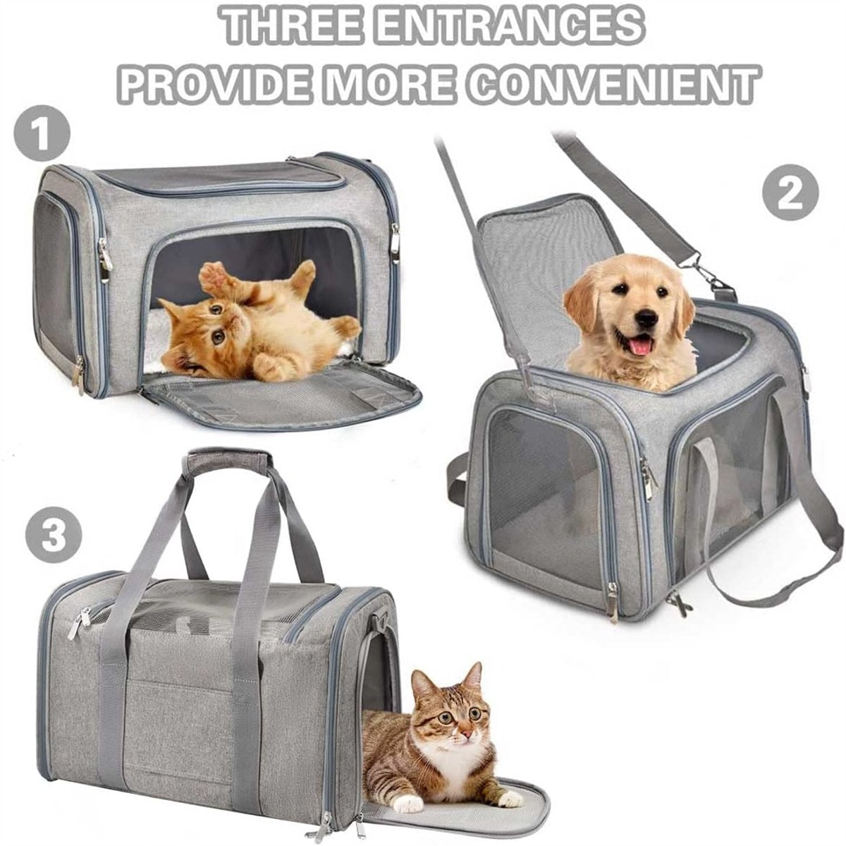 Bicycle panniers - Dog carrier bag for airplanes - Carrier bag for small dogs - Size L - Cat basket, dog basket, portable pet basket with soft sides - Foldable for puppy/rabbit travel