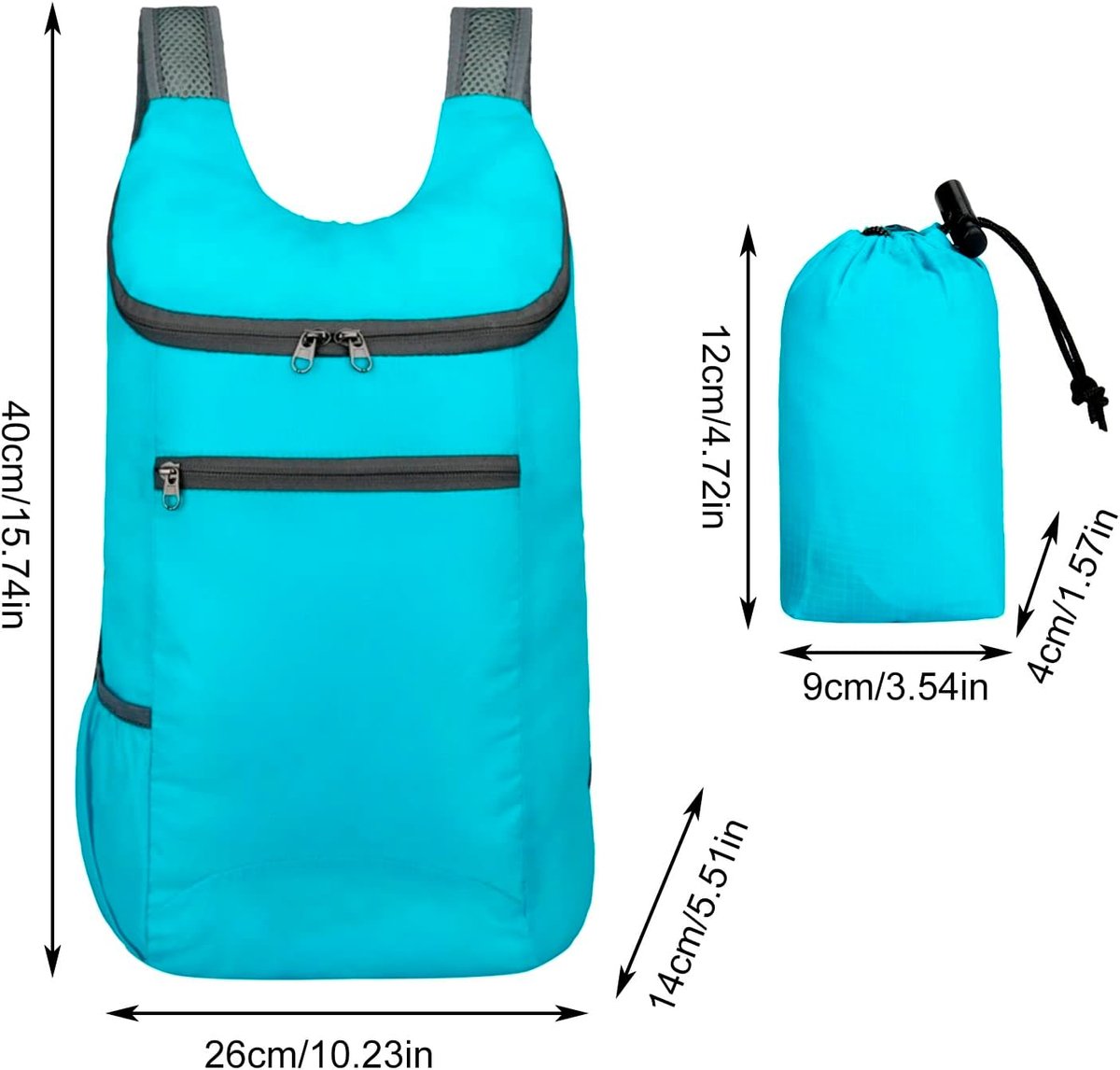 Backpack - Women's Backpack - Men's Backpack - Foldable Hiking Backpack - Personalized Outdoor Travel Bag - Sports Bag - Men's Gym Bag - Lightweight (Black, One Size)