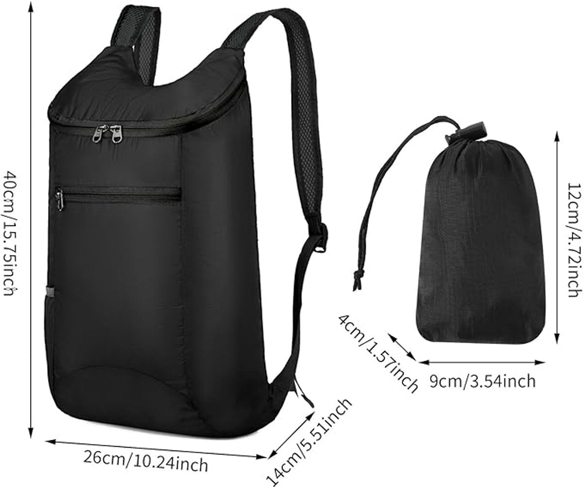 Backpack - Set of 2 Ultralight Foldable Backpacks - Waterproof Hiking Backpack - Ultralight Outdoor Backpack - Foldable Backpack - Ideal for Camping, Hiking, Travel and Sports - Black and Blue