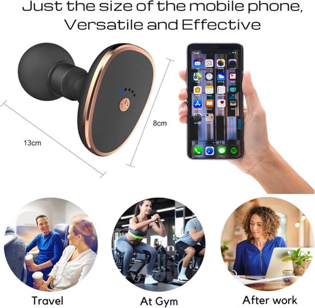 Massage Gun - Oplaadbaar via USB - Fitness - Sport En Relax Massage - Krachtig En Draadloos - Geschikt Voor Spierherstel En Verlichting Van Rugpijn - Zwart