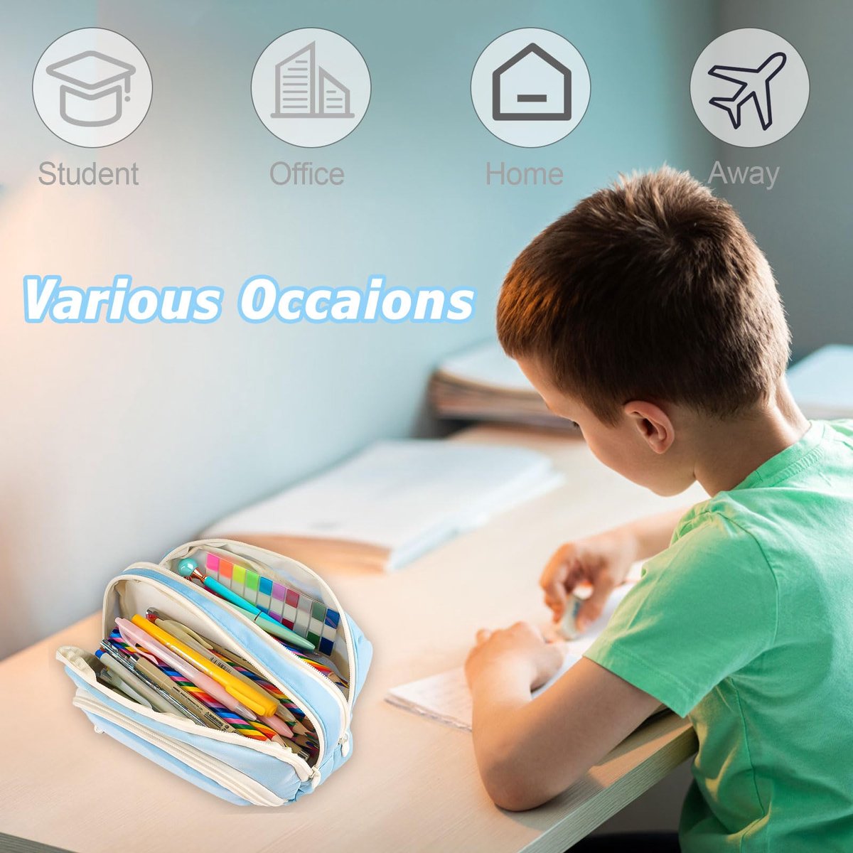 Pencil Case - Pencil Case - Adults - Boys and Girls - School Pencil Case - Blue