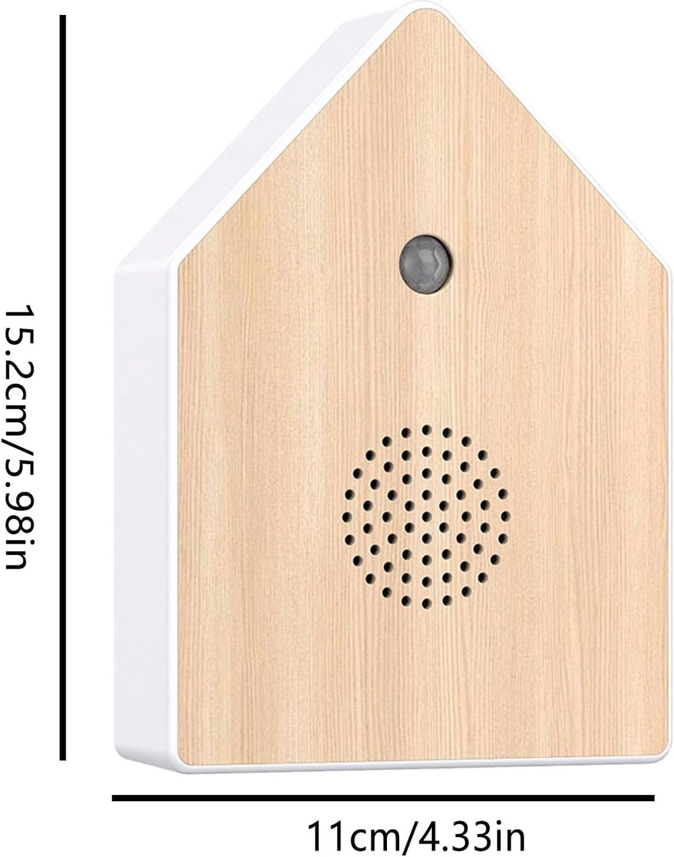 Motion detectors with nature sounds - Wall-mounted housing - Nature sounds - Birdsong - Songs - Suitable for hallways, bathrooms, guest rooms, toilets, and relaxation areas - Solid wood panels