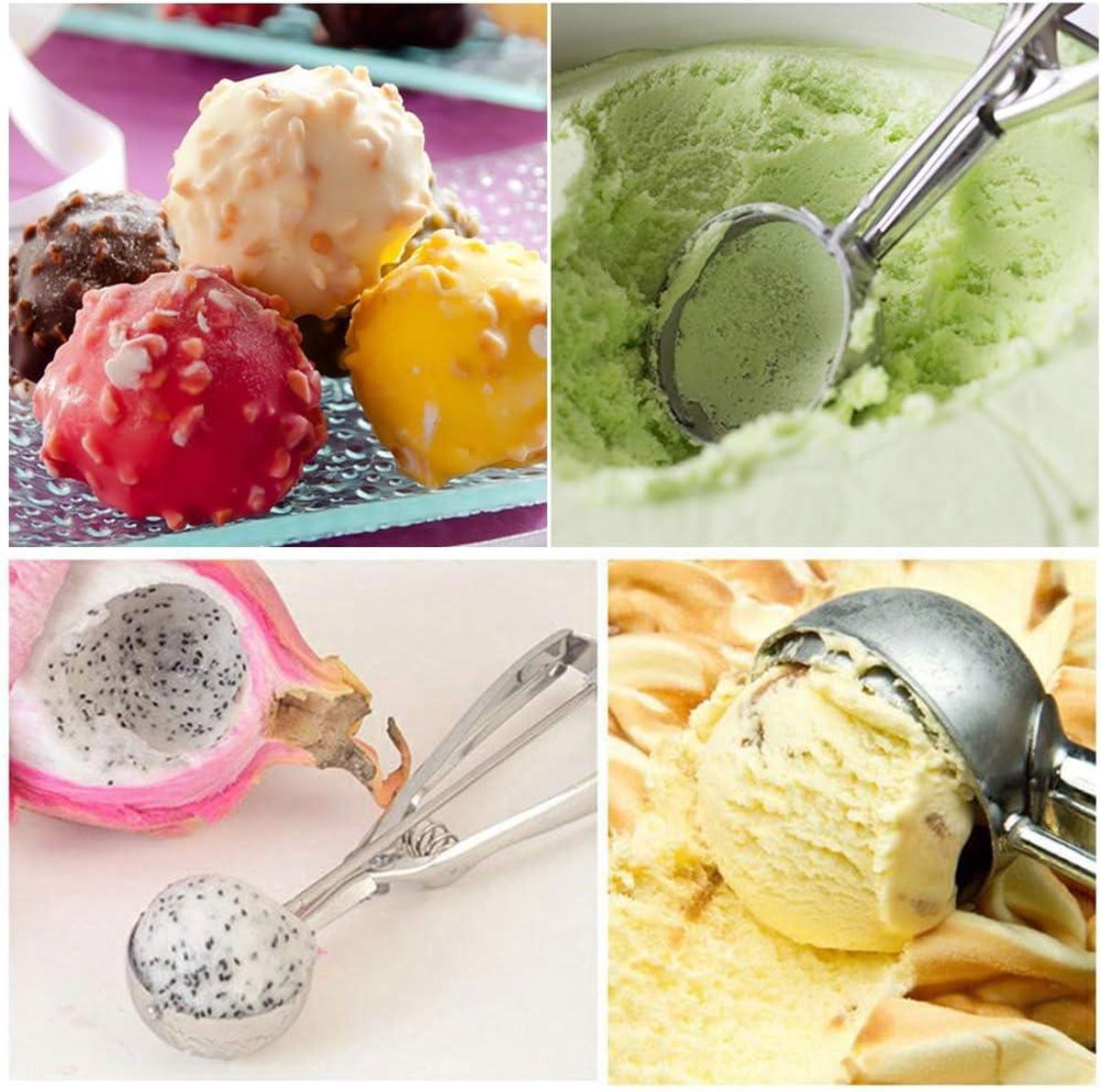 Stainless steel ice cream scoop – Spherical scoop for fruit, cookies and ice cream sorbets