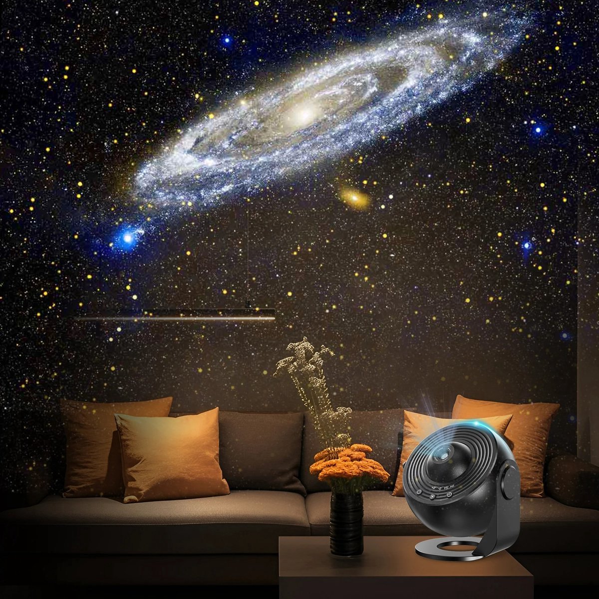 360° Starry Sky Night Projector with Solar System, Moon, Nebula, Galaxy, and Astronaut - Projector for Children and Adults - Mood Light - Bedroom Mood Light - Star Projector - Galaxy Projector - Starry Sky - White